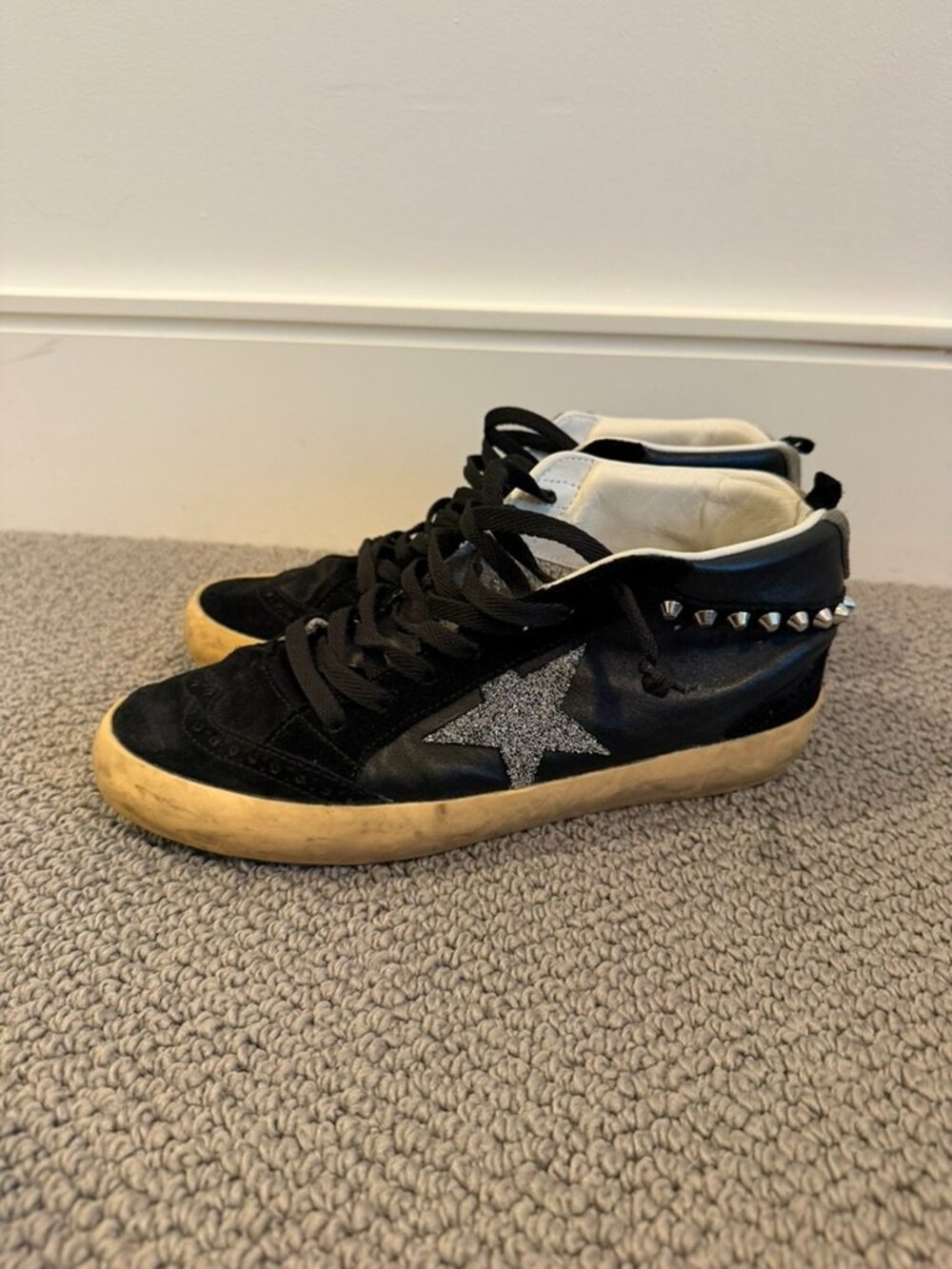 Golden Goose Swarovski Crystal Black High Top Sneakers - Size 8 (38 EU)